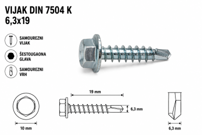 VIJAK DIN 7504 K 6,3x19